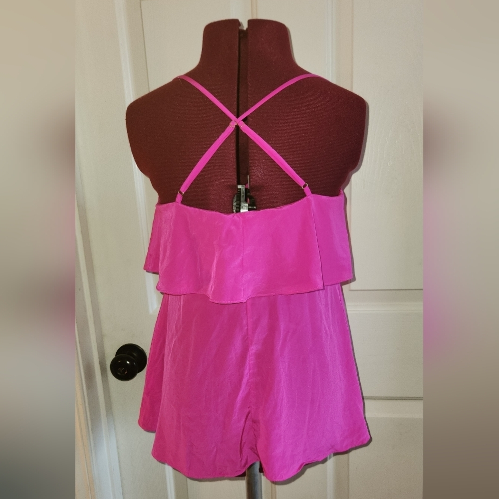 Lilly Pulitzer XS Hot Pink Silk Spring Strappy Blouse - Picture 6 of 6